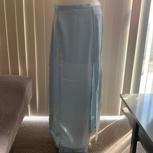 BLUE SILK MAXI SKIRT